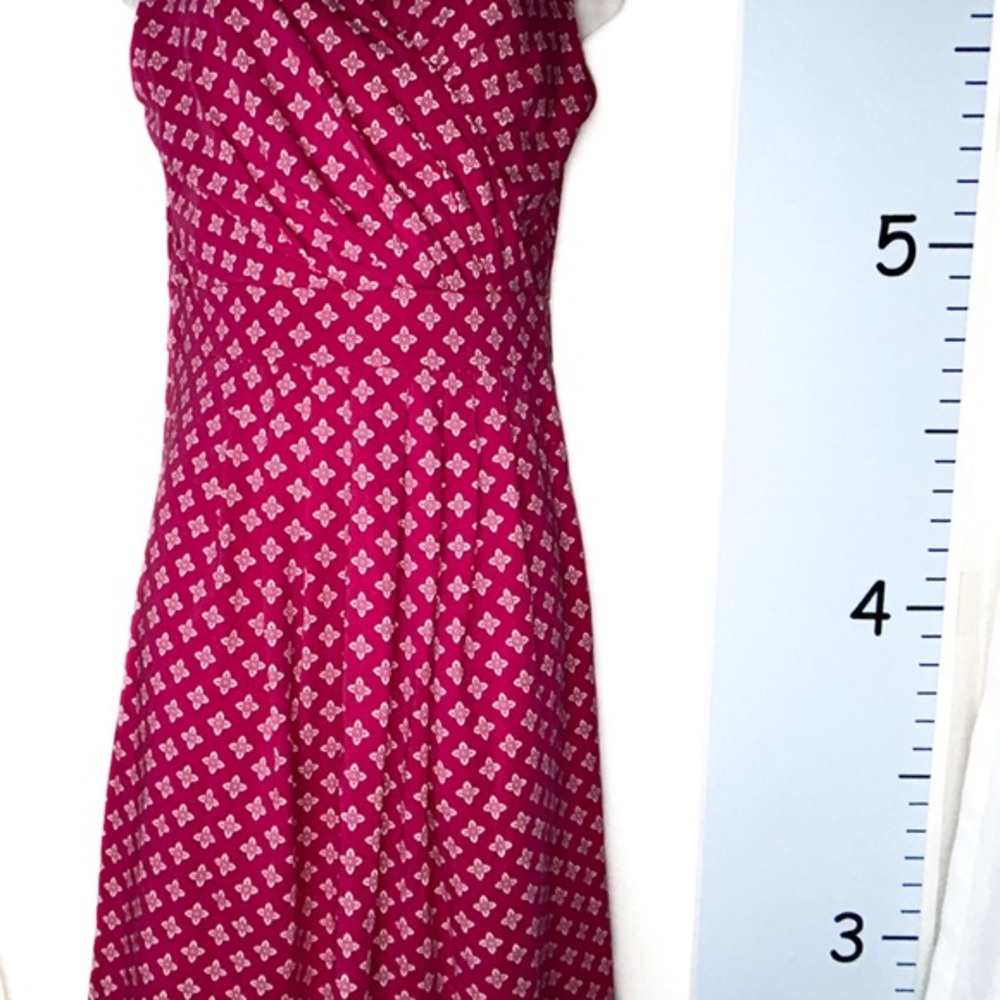 Lands' End‎ Pink w/White Stamp Sleeveless Sun Dress Medium 10-12